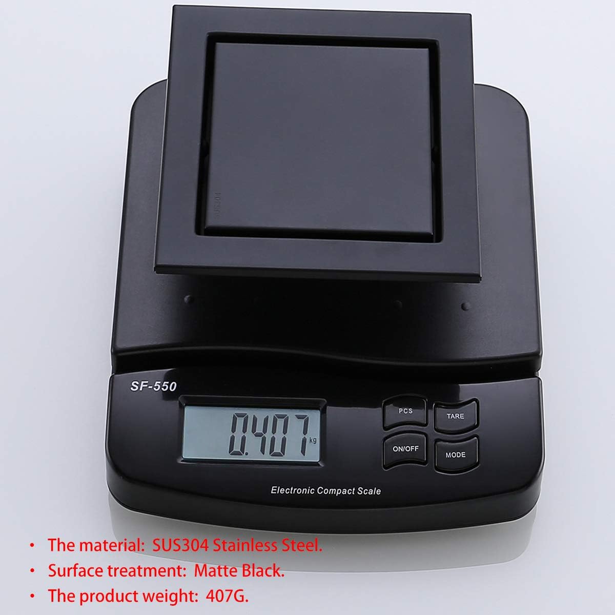 RANDOM Black Shower Drain Square with Removable Tile Insert 6 Inch Drain Cover and Hair Strainer,SUS 304 Stainless Steel Matte Black Shower Floor Drain