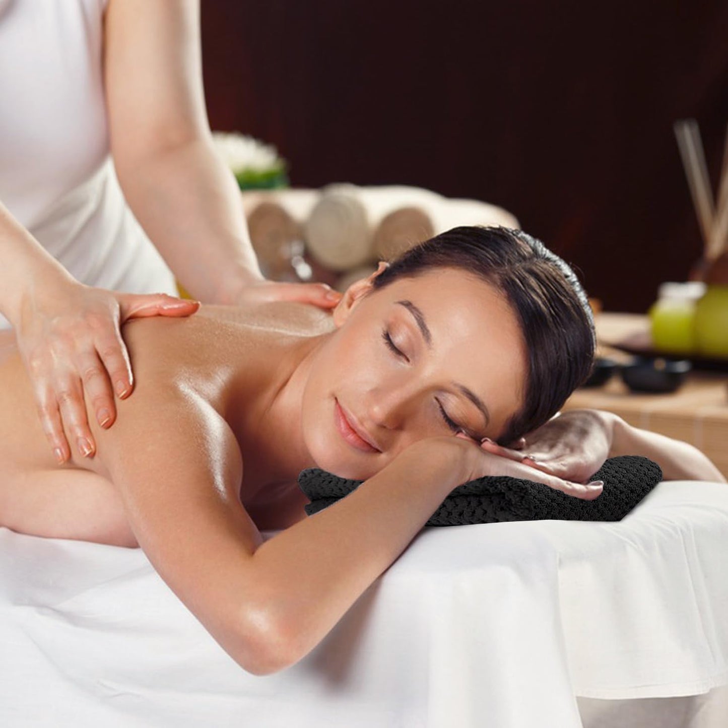 HOMEXCEL Soft Salon Towels 24 Pack, (16 x 27 Inches) Microfiber Highly Absorbent Barber Towel, Black Fast Dry Hand Towels for Salons, Gym, Spa, Pool, Massage Parlors and Personal Use