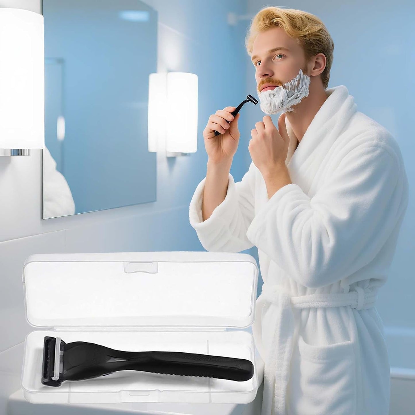 4 Pack Travel Manual Razor Case - Clear Plastic Shaver Storage Box Holder Razor Protector for Men's Manual Razors & Blade Refills, Portable Universal Protector Organizer (Transparent)