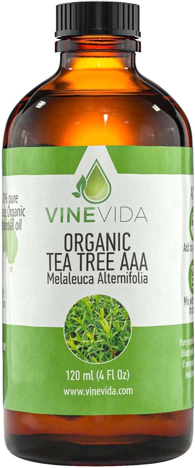 VINEVIDA Organic Tea Tree Essential Oil 4 oz - Undiluted, Pure, Vegan, and Sustainable