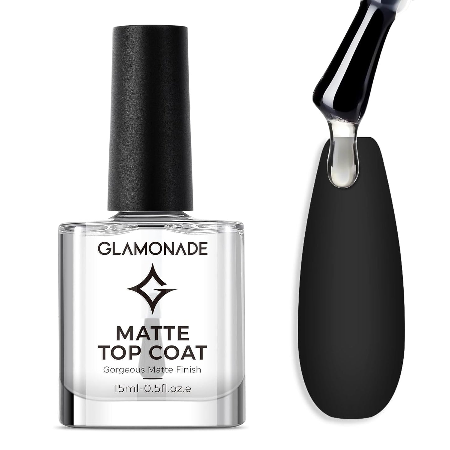 Matte Top Coat Nail Polish: Clear Quick Dry Nail Polish Fast Air Drying Long Lasting Clear Coat Matt Effect for Manicure Salon Quality 0.34 FL Oz