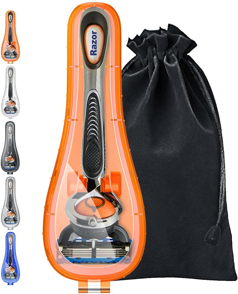 Razor Case Compatible with Gillette Proglide Fusion Men's Razor, Travel Protector Case with Carrying Bag - Orange