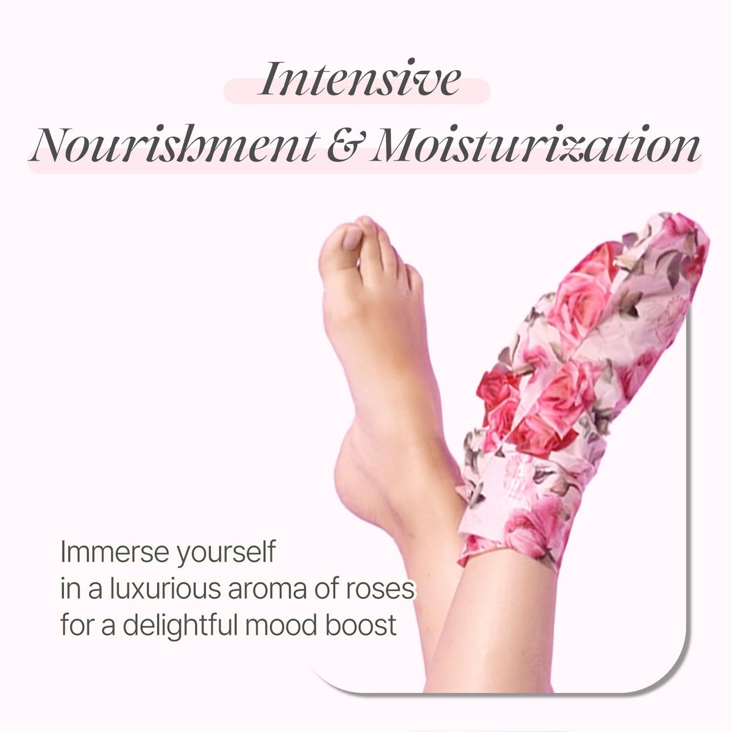 Koelf Rose Petal Satin Foot Mask (10pairs) - Intensive Nourishing Socks, Rose Scented Foot Repair Masks with Peptide, Collagen, Shea Butter, Urea for Silky Smooth Feet, Foot Treatment, Body Mask