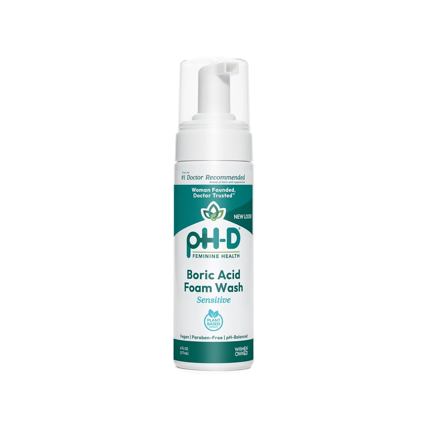 pH-D Feminine Health - Boric Acid Foam Wash - pH-Balanced, Paraben-Free, and Plant-based (Sensitive, 6 Fl Oz (Pack of 1))