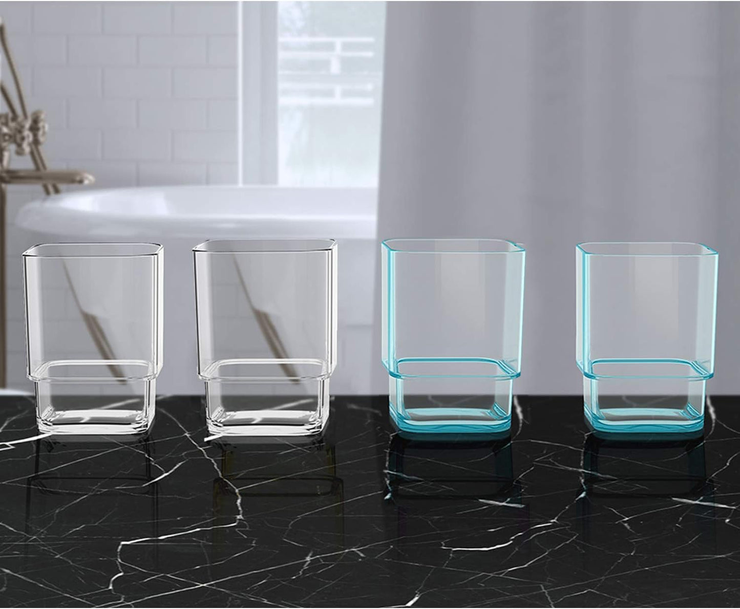 Wall-Mounted Tumbler and Toothbrush Holder, Wall Mounted Adhesive Hanging Electric Toothbrush Organizer Stand for Bathroom with Rinsing Cup, No Drilling Required (White, 3.93"X3.93"X2.97")