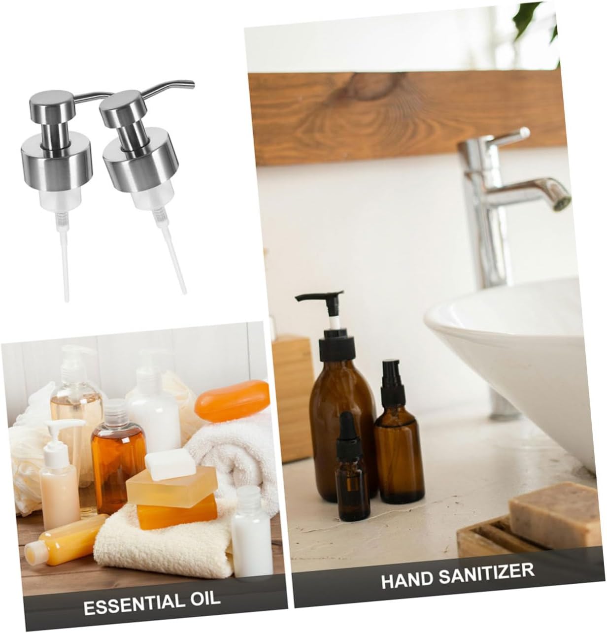 3pcs Foaming Soap Dispenser Pump Replacement Stainless Steel Shampoo and Lotion Bottle Pump Head Rust- Easy to Use for Bathroom and Kitchen