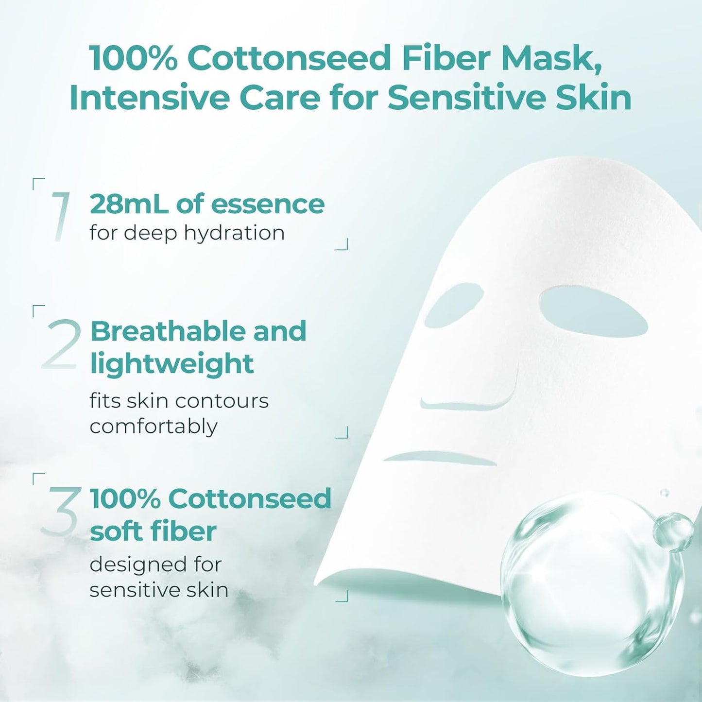 2-Step Panthenol Soothing Ampoule Mask (1.5ml+28mlx5PCS) - Hydrating Mask with Beta-Glucan & Panthenol for Soothing Skin Recovery