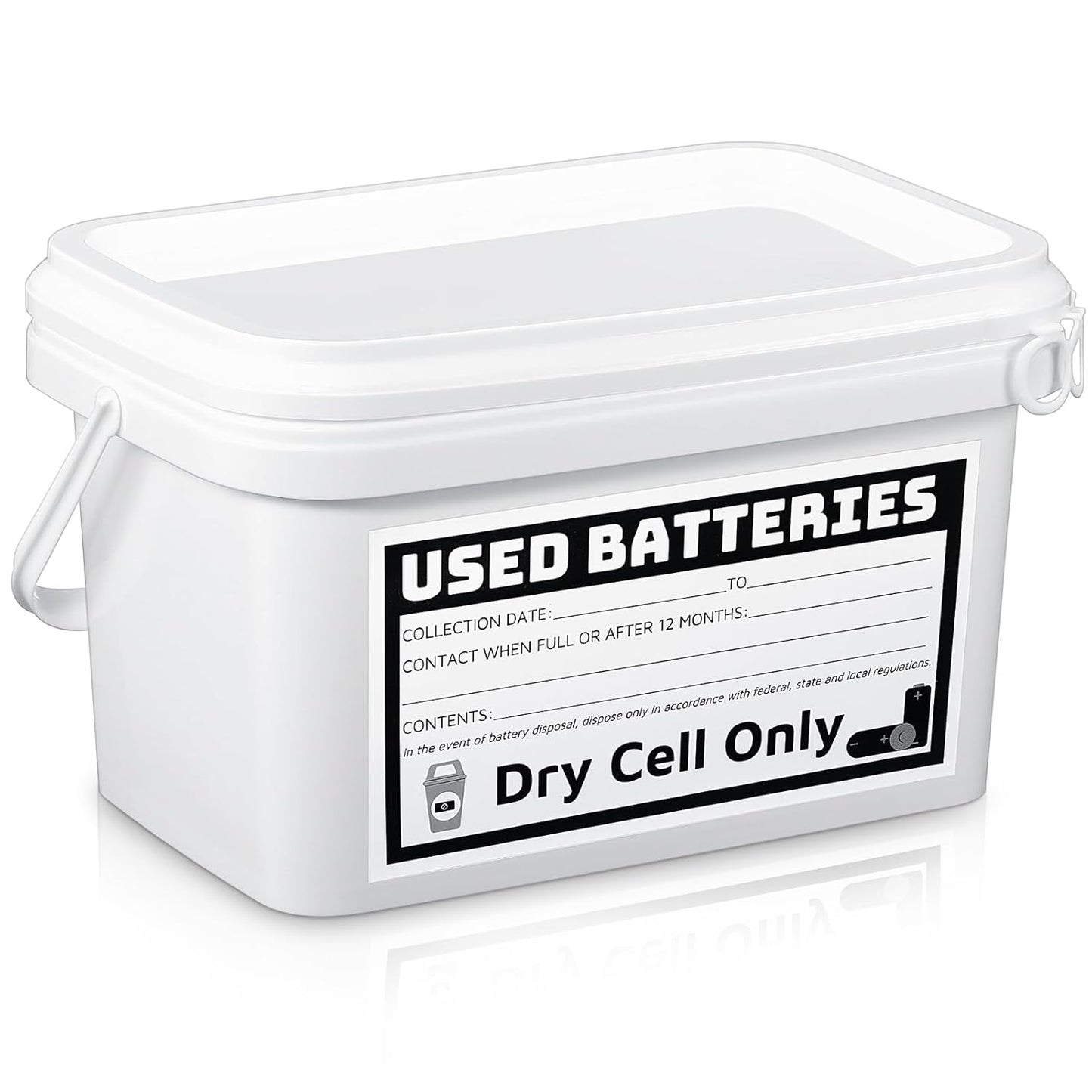 Baderke Disposal Battery Container Applied Dry-Cell 1.32 Gallon Capacity Battery Recycling Bin Storage