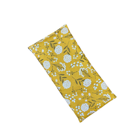 Large Microwave Heating Pad with Flax Seed, Scented or Unscented, Good For Back Pain or Cramps, Moist Heat Therapy or Ice Pack, Microwavable Bean Bag, 6" x 12" (Mustard Floral, Peppermint & Chamomile)