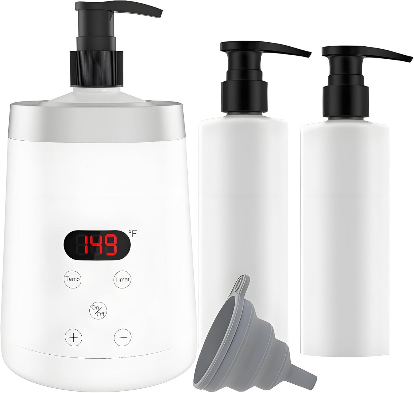 Massage Lotion Warmer Professional Electric Lotion Digital Heater for SPA, Compact Oil Warmer Heated Bottle for Beauty Salon Home,Automatic Thermostat Cream Heater wiht Two Oil Dispenser Bottle Funnel
