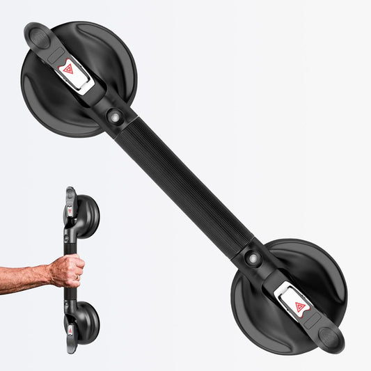 15-Inch Shower Handle - Upgraded Grab Bar with Strong Suction Cups for Bathtub & Shower Safety, Ideal for Seniors, Elderly, Disabled - Black