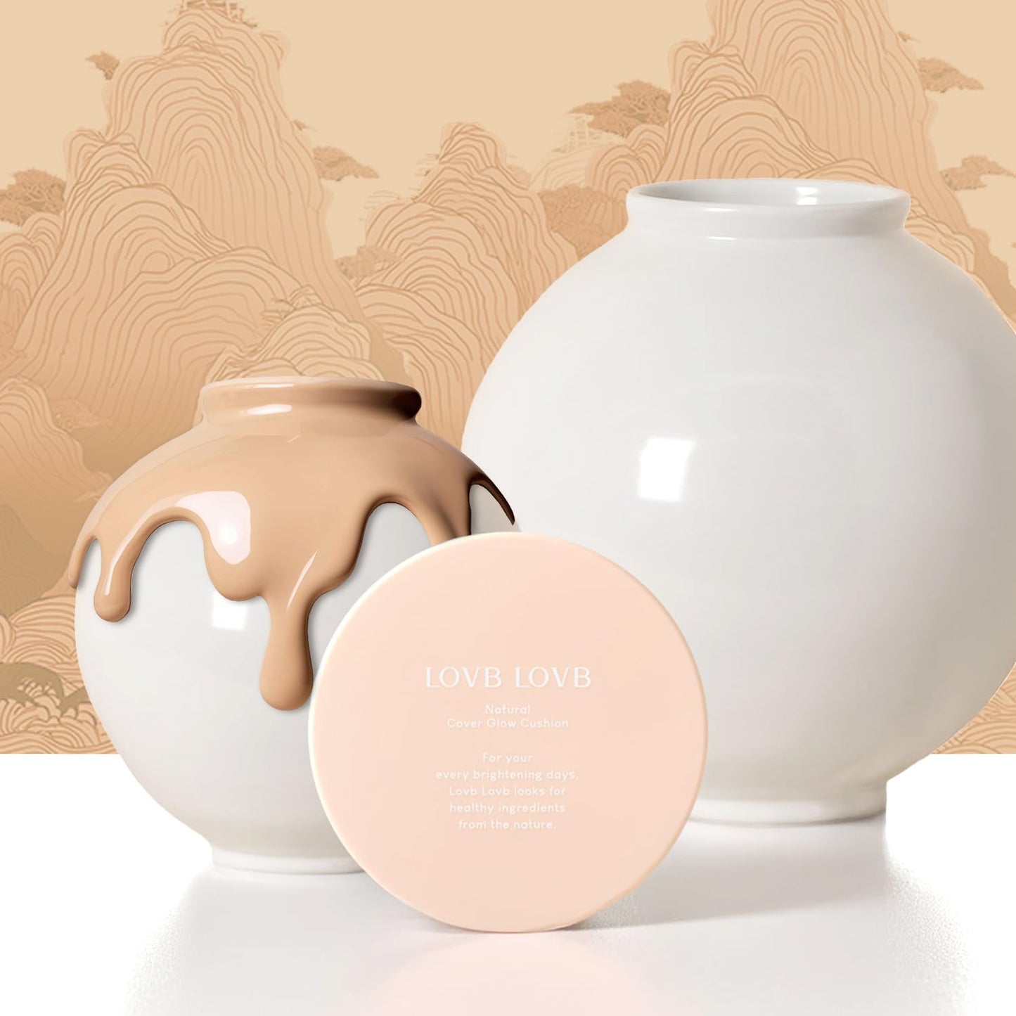 Natural Cover Glow Cushion Foundation | Satin Radiant Finish | Korean Foundation Makeup | Long-Lasting Natural Coverage | for All Skin Types 0.42 oz. (21N Light Beige)