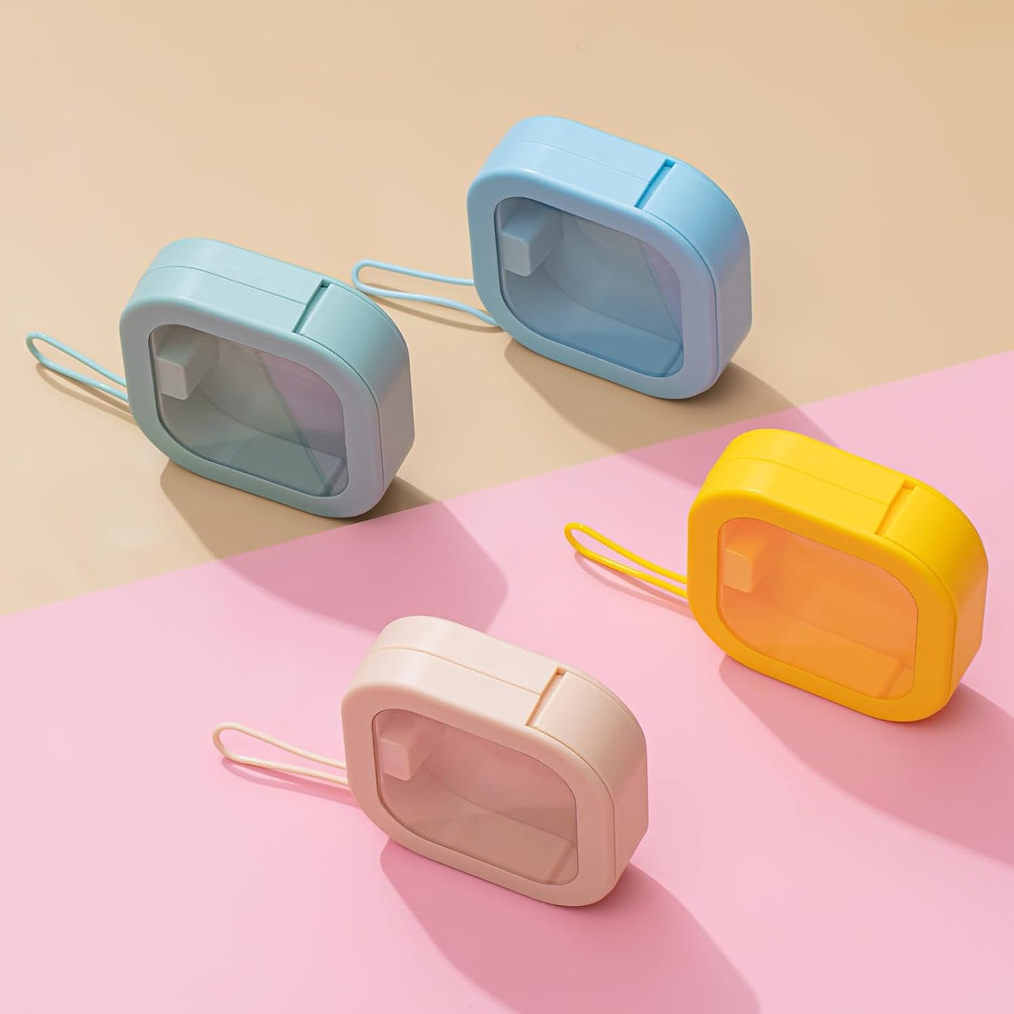 Kathfly 4 Pcs Vivid Colors Hair Tie Organizer Portable Hair Accessory Storage Containers Stackable Tie Bobby Pin Holder Home Cotton Swab Dispenser Accessories Jewelry Organizer Box