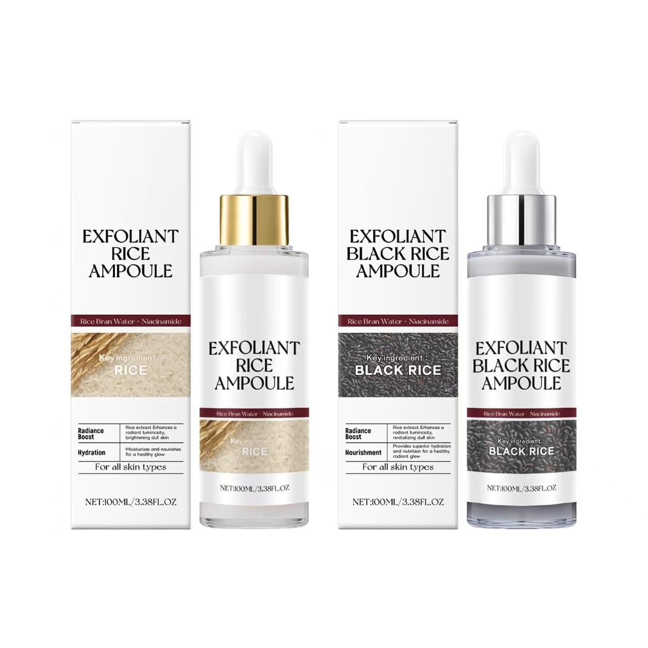 Black And White Rice Exfoliant,2025 New Soft Rice Exfoliating Face and Body Black and White Rice Exfoliant for All Skin Types,White+Black (2 PCS)