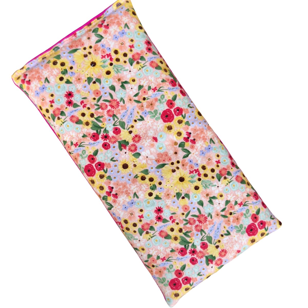 Large Microwave Heating Pad with Flax Seed, Scented or Unscented, Good For Back Pain or Cramps, Moist Heat Therapy or Ice Pack, Microwavable Bean Bag, 6" x 12" (Pink Floral, Peppermint & Chamomile)