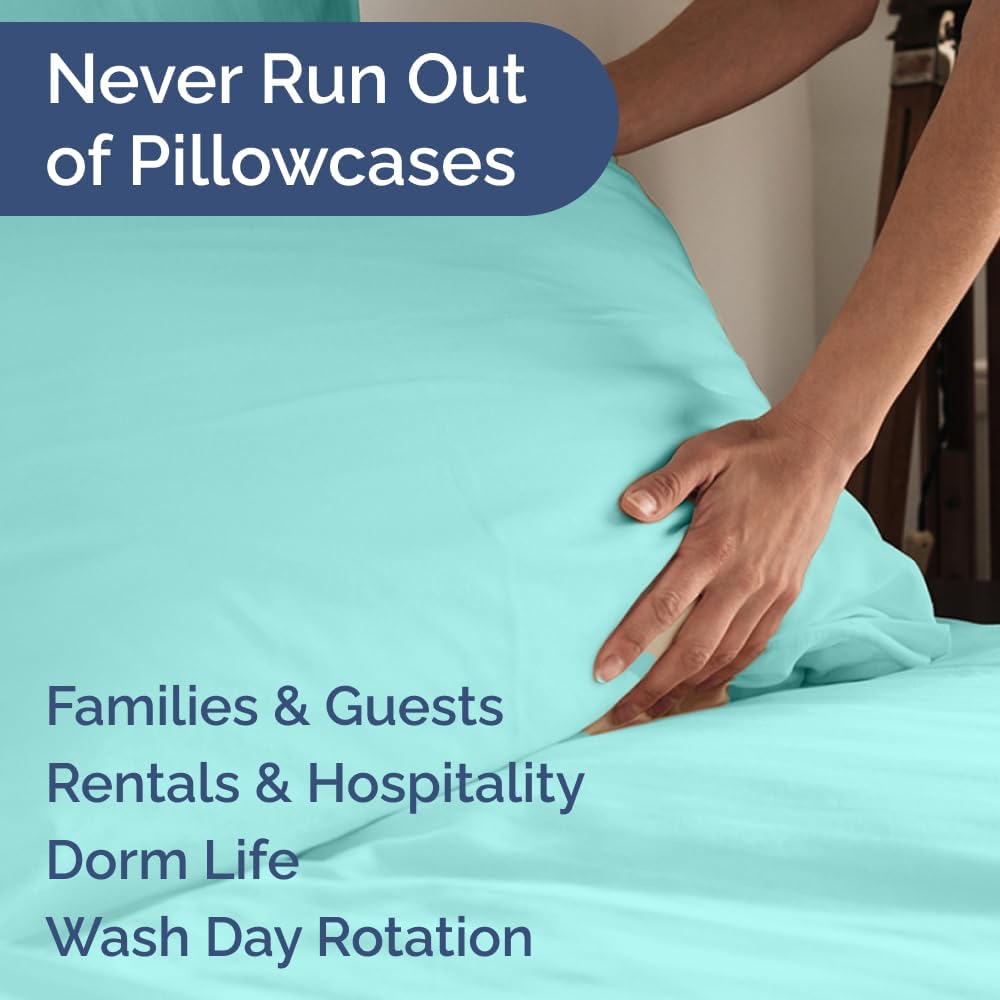 Queen Pillow Cases Set of 6 - Ultra Soft Hotel Quality Pillowcase Covers - Comfy, Cozy & Wrinkle Free - Shrink, Stain and Fade Resistant - Machine Washable Pillow Protectors - 6 Piece Set - Spa Blue