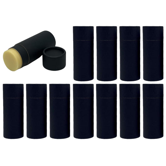 GreenWay 2.5oz / 70g Kraft Paperboard Deodorant Tubes with Lids - 12 Pack Solid Perfume Refillable DIY Cosmetic Containers - Deodorant Containers Lotion Tubes Empty Holder Kraft - Black