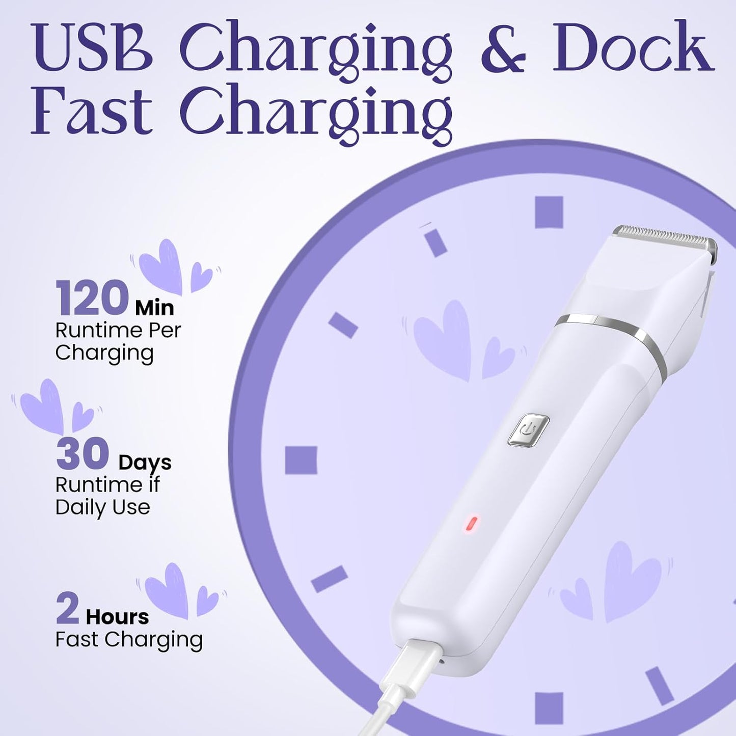 Electric Razors for Women - Wet/Dry Womens Electric Shaver for Bikini/Pubic Hair/Face/Legs/Intimate Area, epilators Hair Removal with Dock Charging, Christmas Gifts & Stocking Stuffers (Purple)