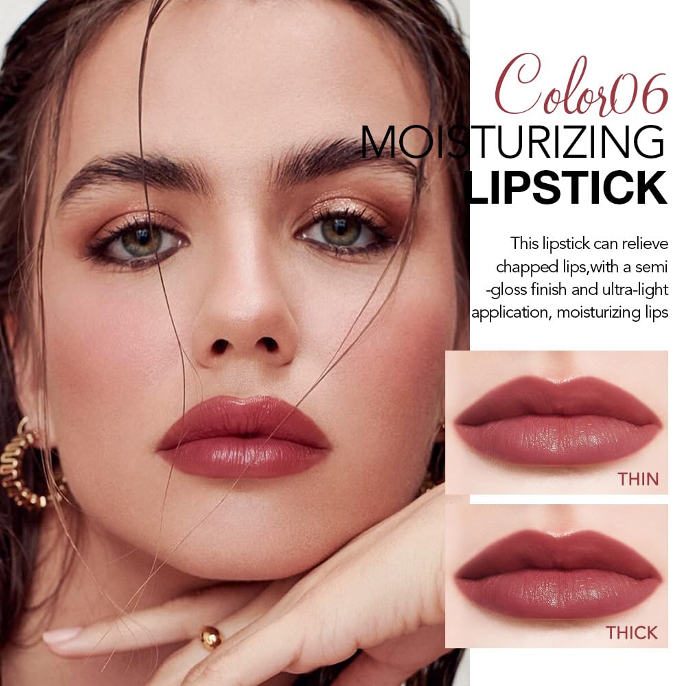 Ruby Brown Tinted Lip Balm, Hydrating Sheer Soft Matte Finish Lipstick for Women, Creamy Natural Color Lip Tint Balm Lightweight And Non-greasy Lip Glow Long Lasting Waterproof for Dry Lips 06#