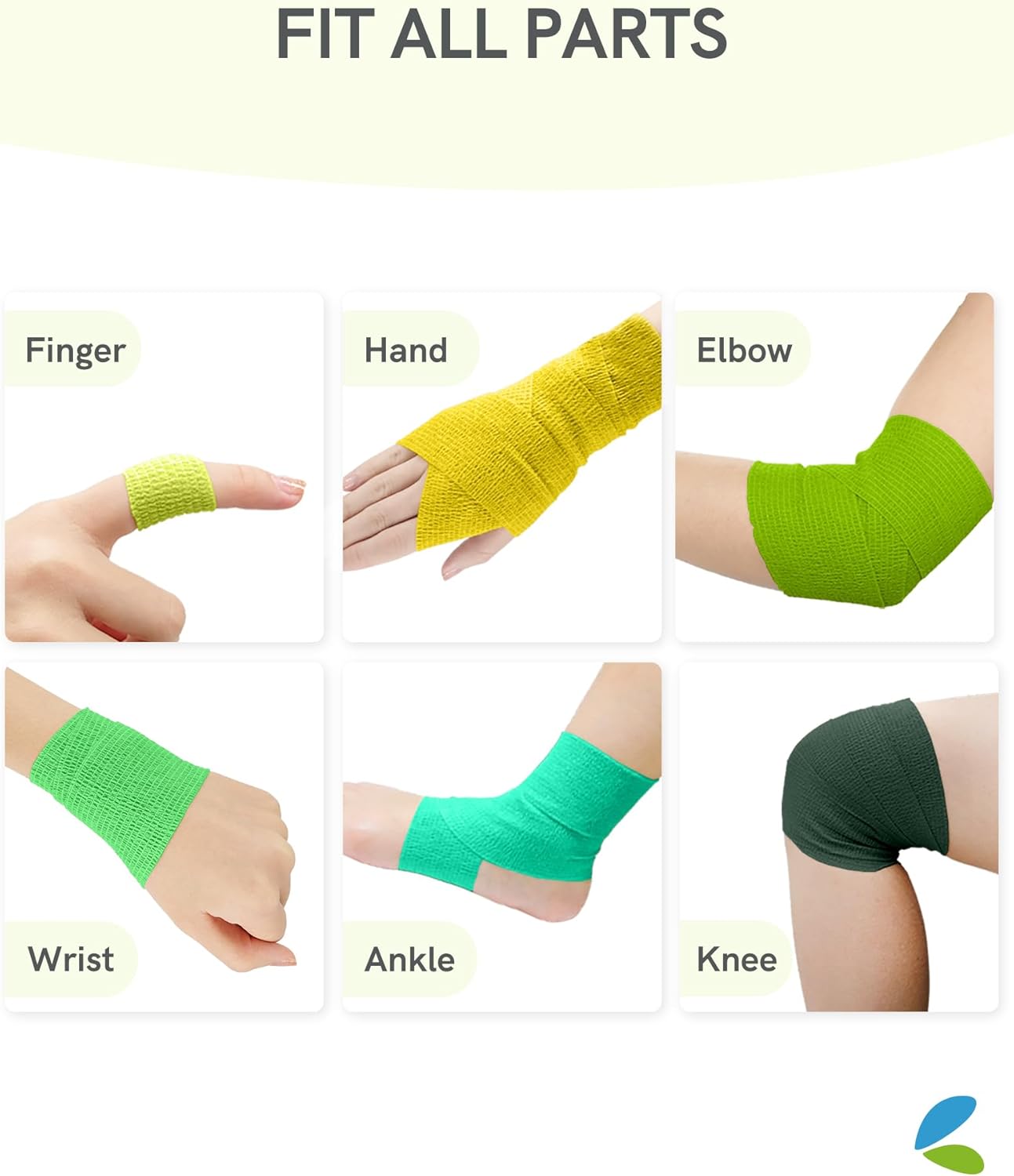 FriCARE Self Adhesive Bandage Wrap, Medical Tape in First Aid Kit, Cohesive Bandages for Wounds Sport Vet, FSA/HSA Eligible, 2 Inches X 5 Yards 6 Rolls, Lush