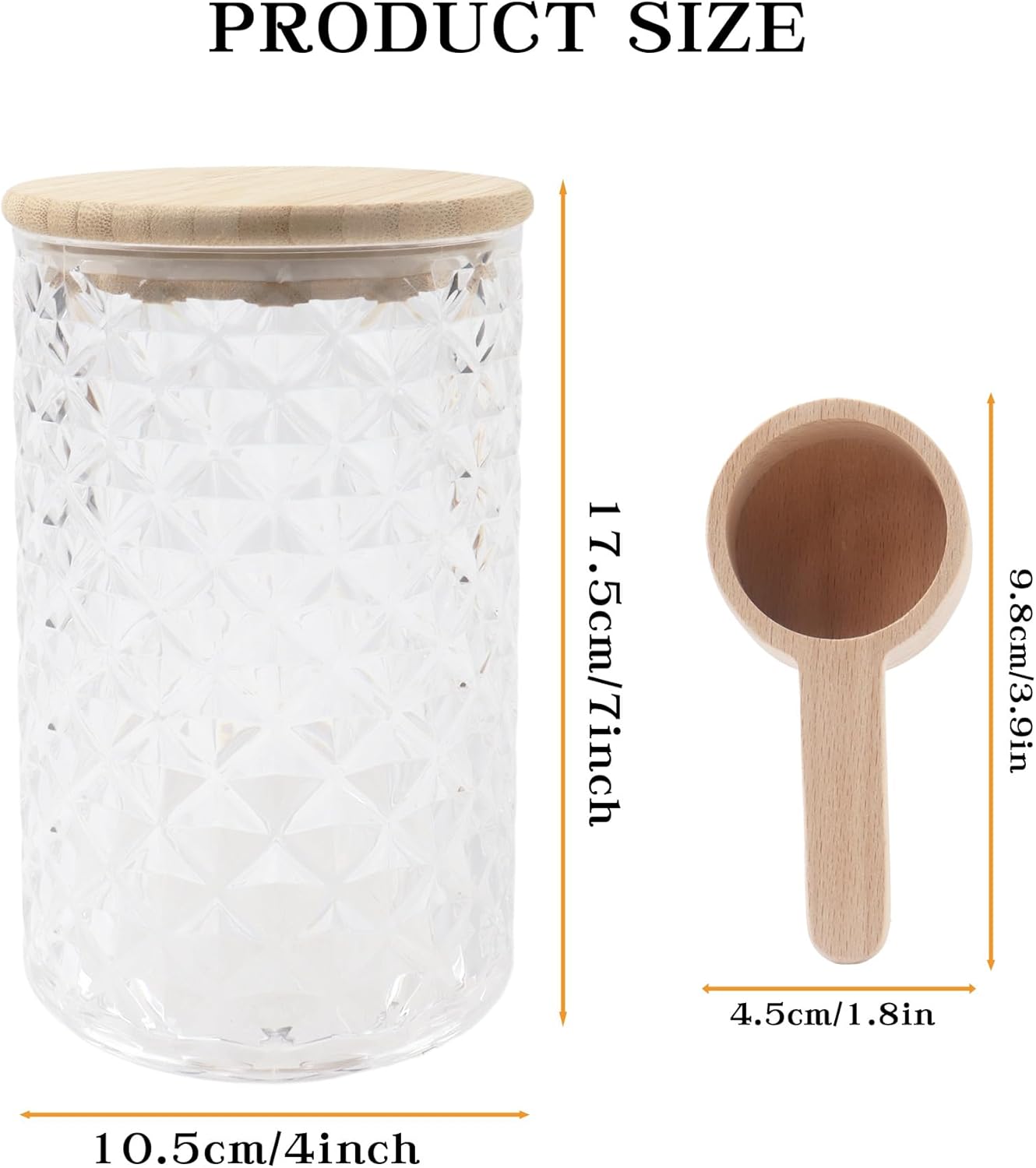 Klmnop 1200ML/42OZ Acrylic Bath Salt Jar with Wooden Scoop, Bath Salt Container with Sealing Lid for Bathroom Kitchen Storage Salt Candy Tea(Clear, Style 1)