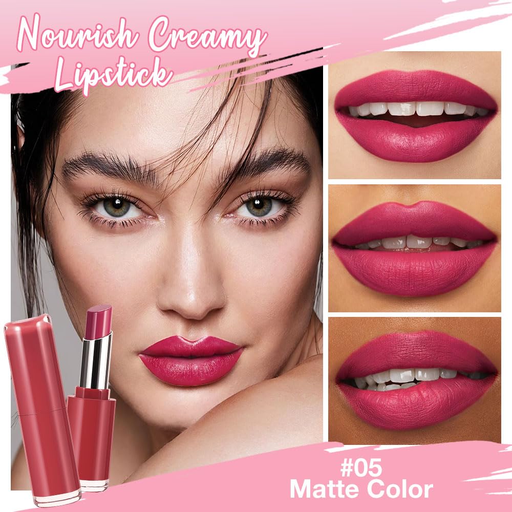 2Pcs Honey Lipstick Tinted Lip Balm Set - Matte Tint Cream Lipsticks for All Skin Tones,Hydrating Lip Stain,Can be Buildable Nourishing Moisturizing Suitable for Women to Every Day Makeup 01&05