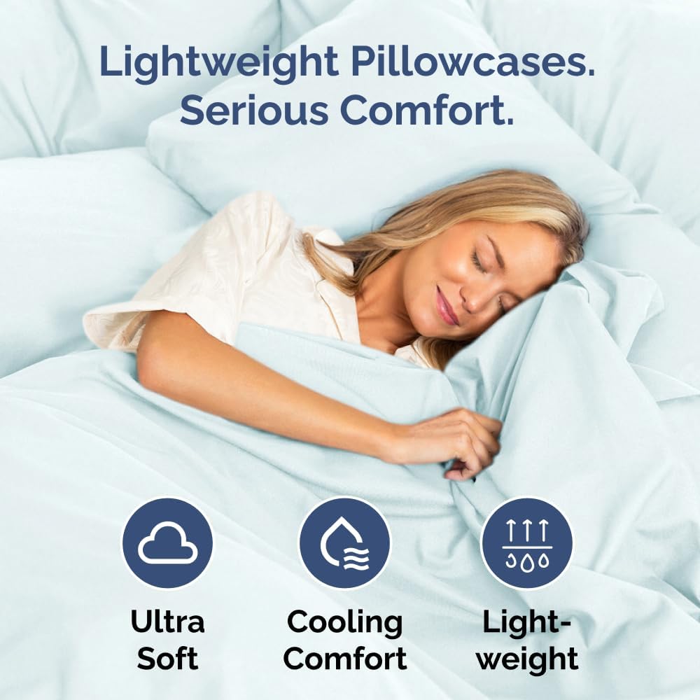 King Standard Pillow Cases Set of 2 - Soft Hotel Quality Pillowcase Covers - Comfy, Cozy & Fade Free - Wrinkle Resistant - Machine Washable Pillow Protectors - 2 Piece Set - King Standard Ice Blue