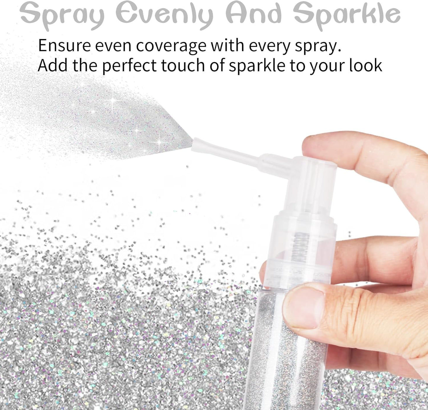 MEICOLY Silver Hair and Body Glitter Spray,25g/0.88OZ,Shinny Sparkle Glitter Spray for Clothes,Loose Shimmer Hairspray for Festival Rave Makeup/Stage Performance,Lightweight