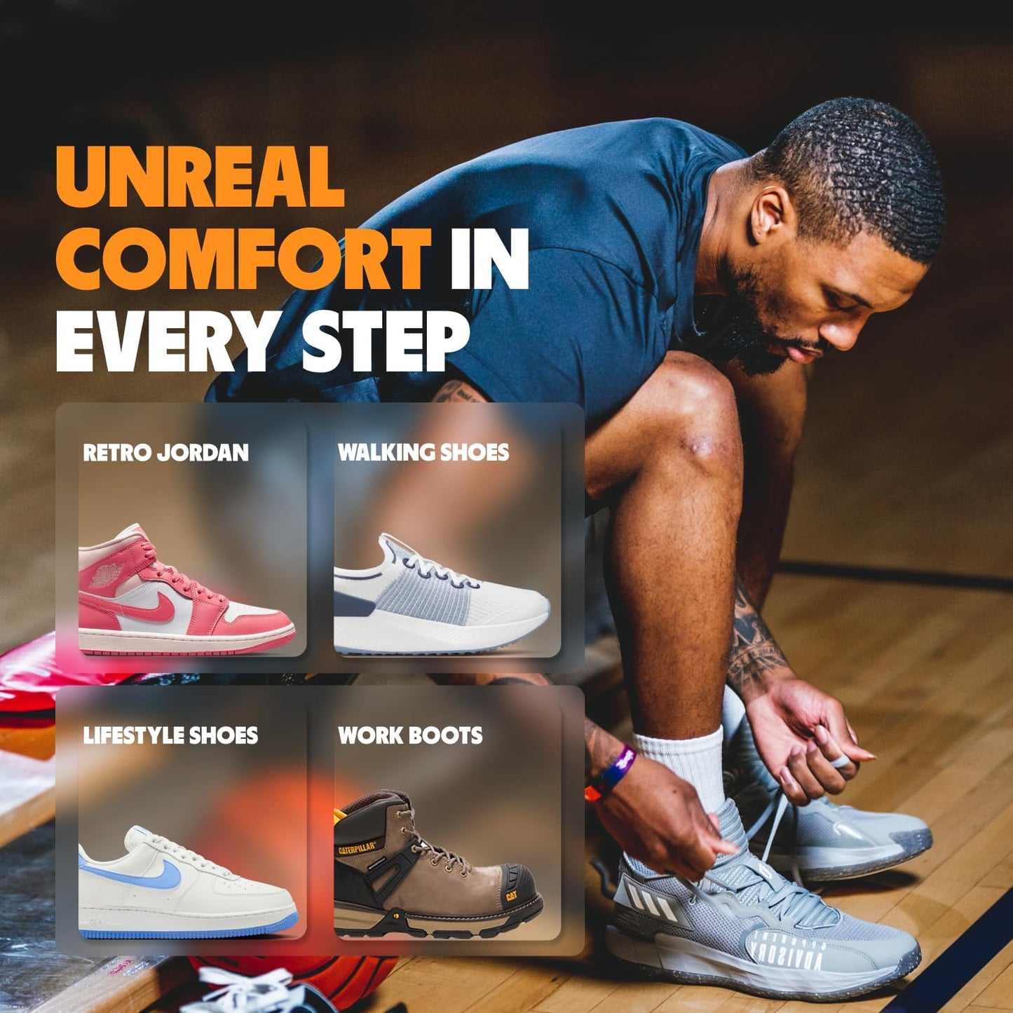 MOVE All Day Comfort Insole - Extra Plush Foam Insole for Stress Reduction on Feet, Knees, Back, Shock Absorbing, Walking, Foot Cushion, Comfort, Arch Support, and Work Boots (M16-16.5/WM17.5-18)