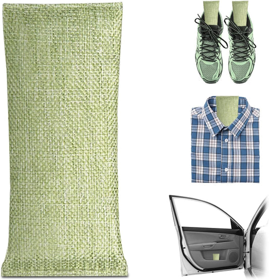 4 Pack charcoal odor absorber,Bamboo Charcoals Air Purifying Bag Charcoals Deodorizer Eliminator for Strong Odors in Car, Closet, Shoe, Basement (75G*4 Pack Light Green, Unscented)