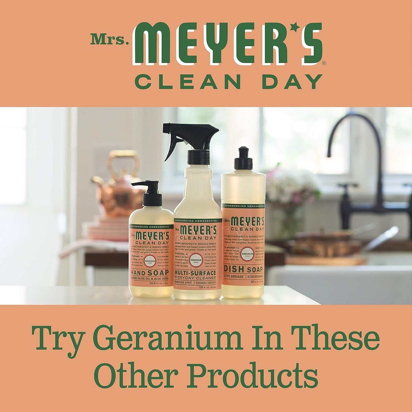 Mrs. Meyer's Clean Day Room Freshener Spray Bottle, Geranium Scent, 8 Fl Oz (Pack of 6)