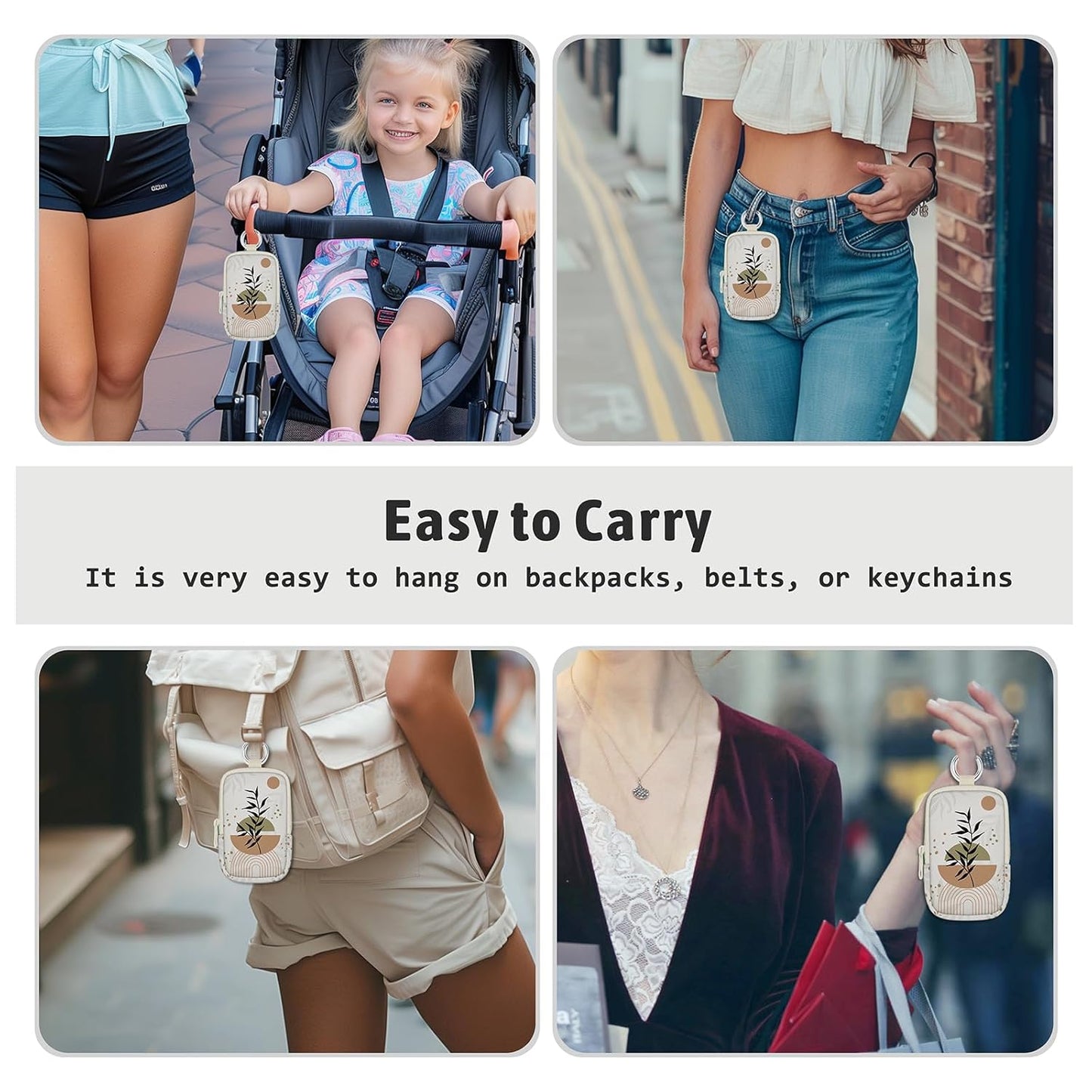 Cute Boho Hand Sanitizer Spray Case, Hand Sanitizer Holder Zippered Pouch, Fashion Accessory with Snap Hook for Glow Mist and Power Mist 1FL OZ