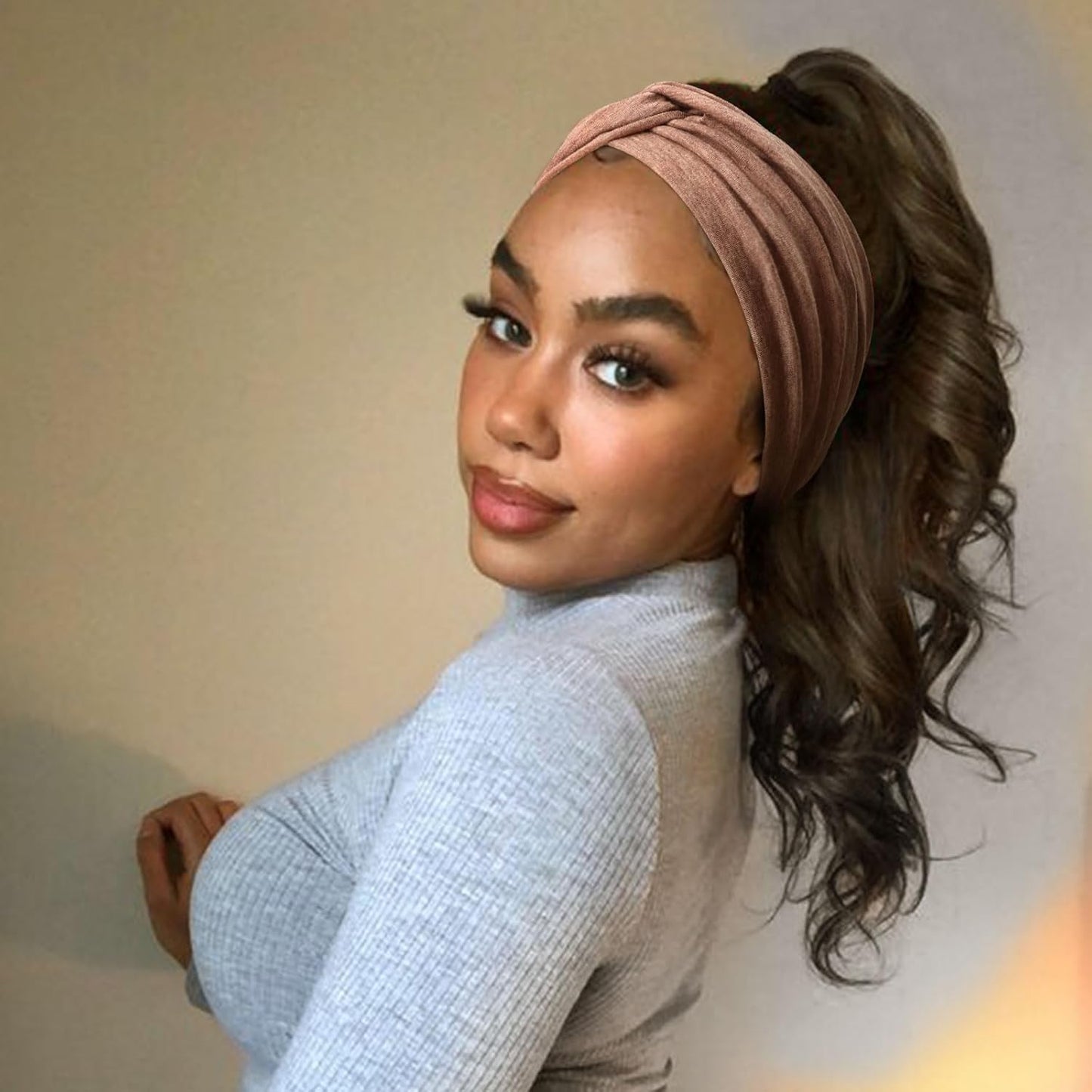 Extra Wide Headbands for Women Large Turban Headband Non Slip Boho Elastic Hairband Hair Twisted Knot Head Bands Accessories