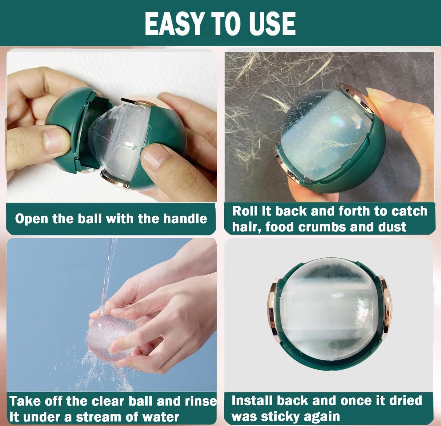 CALMTEE Reusable Gel Lint Roller Ball, Sticky Washable lint Roller Portable Small Dog Cat Pet Hair Lint Remover Tool for Clothes, Pocket Traveling Essentials