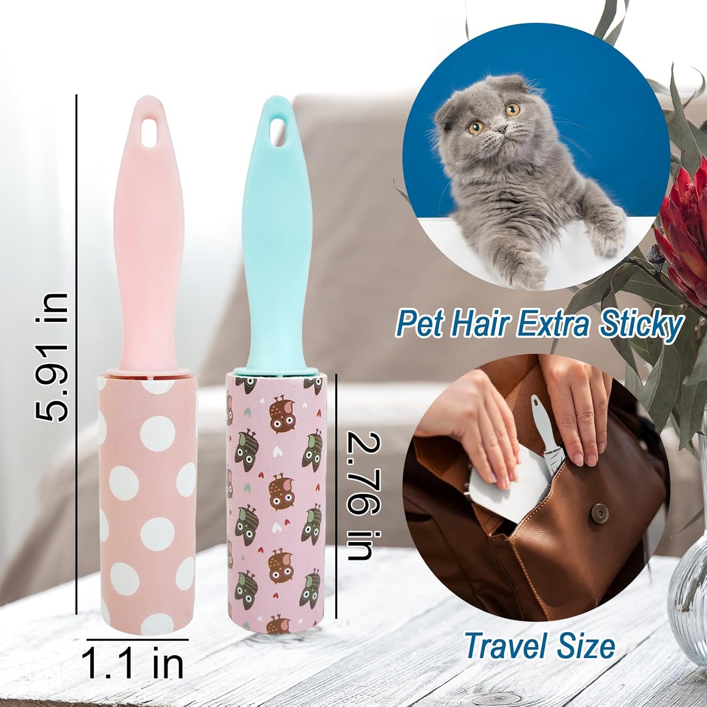 20 Pcs Mini Lint Roller, Lint Roller for Travel Size Sticky Removing Tool House Essentials for Pet Hair Removal Travel Clothes Gifts Bags Furniture Car Seat