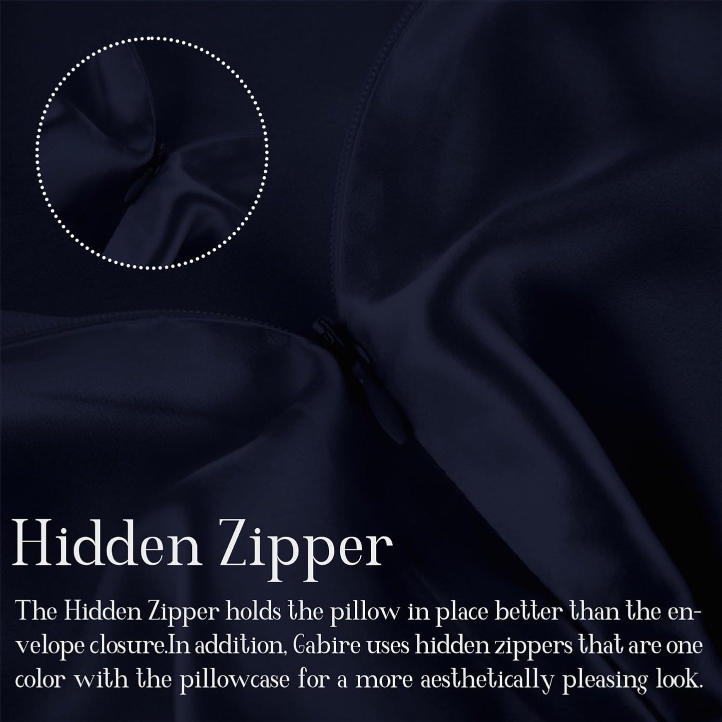 Mulberry Silk Pillow Cases Set of 2, Both Sides Real Silk Pillow Cover for Hair and Skin Cool Pillowcase Organic Silk Pillowcase 2 Pack with Hidden Zipper, Navy Blue, Queen (20"×30")