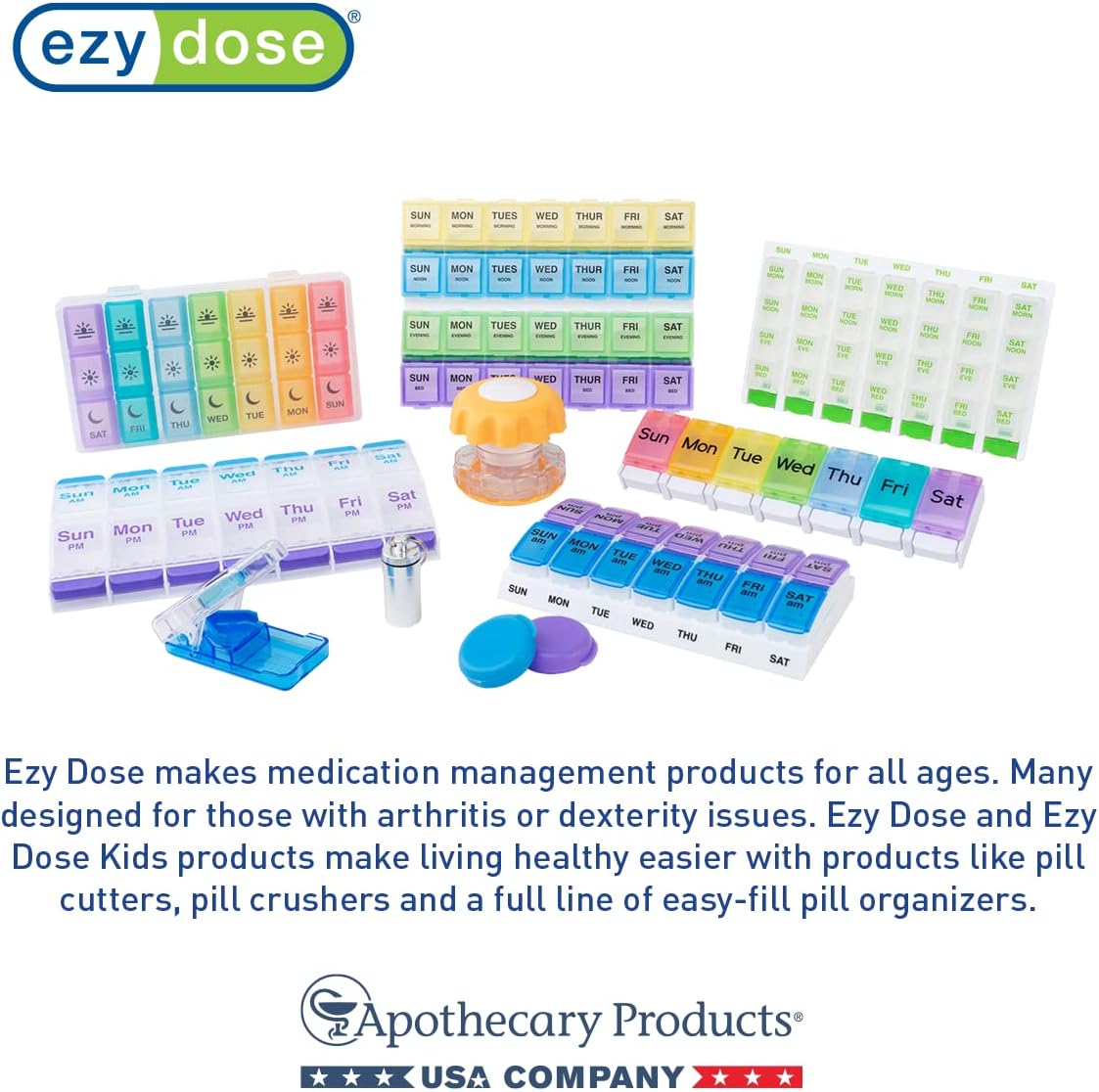 Ezy Dose Pill Box and Medicine, Vitamin Container, Safe for Money & Travel Items, Durable Canister, 2 Keys with Lock, Medium (Pack of 2)