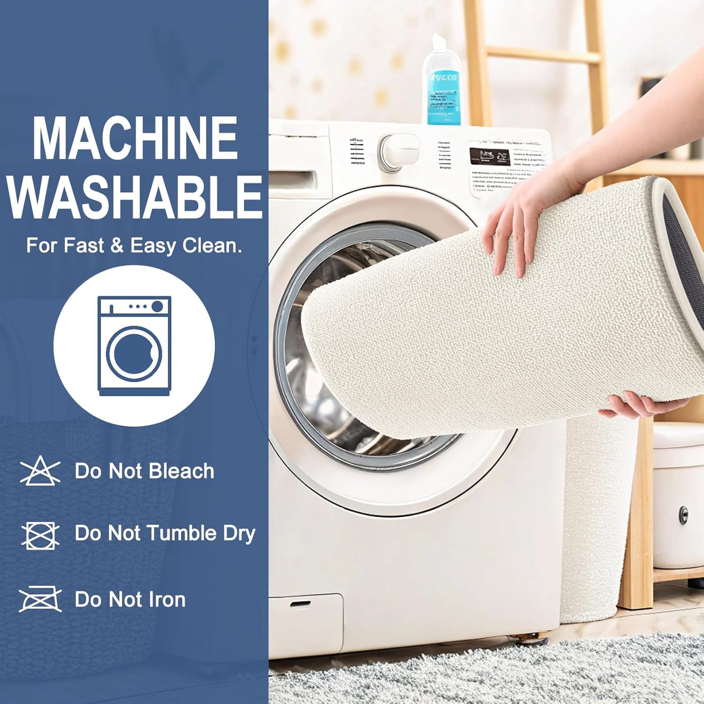 OLANLY Thick Memory Foam Bath Mat Rug 30x20, Extra Soft Absorbent Bathroom Rug, Quick Dry Bath Mats, Non-Slip, Machine Washable Carpet for Bathroom, Tub and Shower, Home Decor Accessories, Ivory