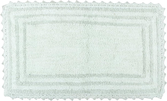 RAJRANG Bath Rug for Bathroom Kitchen Spa with Crochet Cotton Absorbent Soft Reversible Woven Bath Mat Meadow Mist Rectangle 34x21 Inches