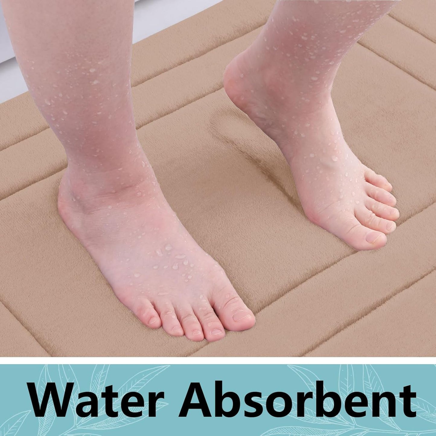 Arotive Memory Foam Bathroom Rug Mat 47x20, Ultra Soft and Absorbent Bath Mat, Machine Wash Dry, Comfortable Bath Rug Carpet for Bathroom Floor, Tub and Shower, Camel