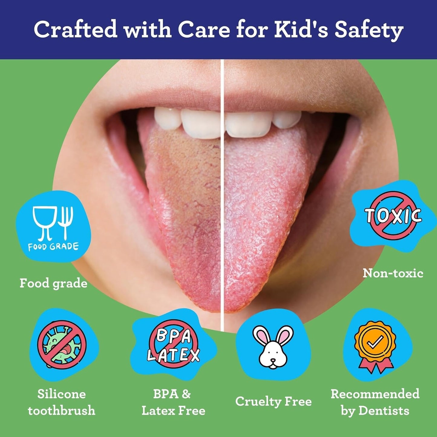 GuruNanda Kids Tongue Scraper (2-Pack) with Travel Case, Stainless Steel, Aids in Fresh Breath - Travel-Friendly Tongue Cleaner (Green/Pink/Orange)