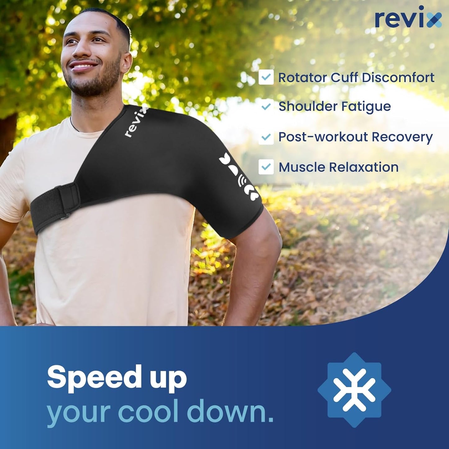 REVIX XL Shoulder Ice Pack for Rotator Cuff and Arm, Reusable Large Cold Gel Wrap with Compression, Quick-On & Quick-Off Design, Flexible Fit for Sports Recovery, Workout Relief, and Everyday Comfort
