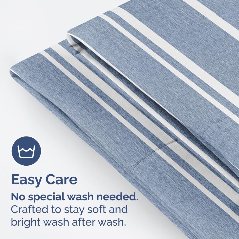 Queen Pillow Cases Set of 2 - Ultra Soft Hotel Quality Pillowcase Covers - Comfy, Cozy & Wrinkle Free - Shrinkage and Fade Resistant - Machine Washable Pillow Protectors - 2 Piece Set - Blue Stripes 3