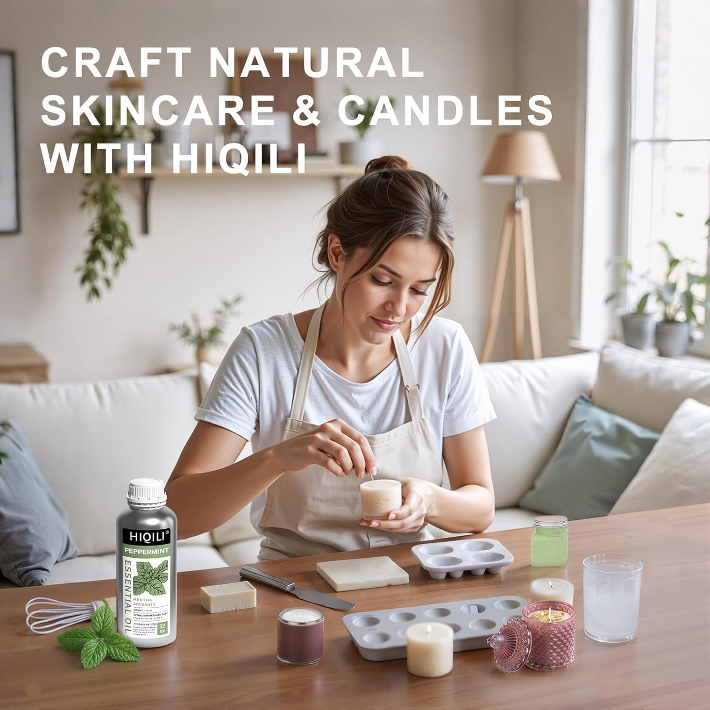 HIQILI Peppermint Essential Oil 32oz 100% Pure Natural Aromatic Oil for Freshening Air, Hair Care, DIY Soap, SPA & Home Use