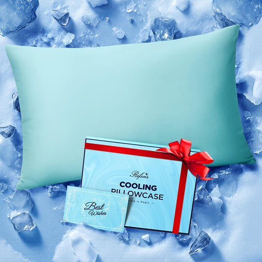 Ice Cooling Pillowcase for Hot Sleepers, Instantly Cool, Stays Cold All Night, Softer Than Silk Pillow Cases, Pillow Covers with Invisible Zipper, Gift for Men & Women - Standard, Mint Blue (1 Pack)