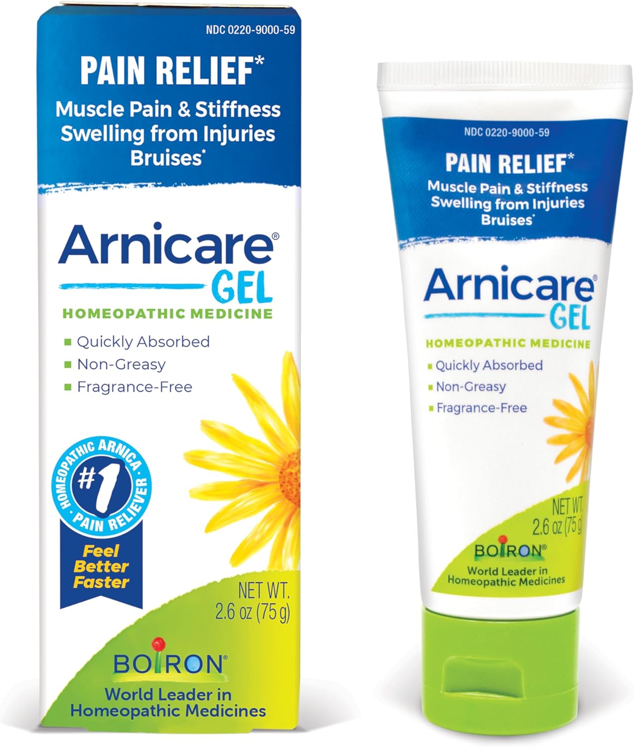 Boiron Arnicare Gel for Relief of Joint Pain, Muscle Pain, Muscle Soreness, and Swelling from Bruises or Injury - Non-greasy and Fragrance-Free - 2.6 oz