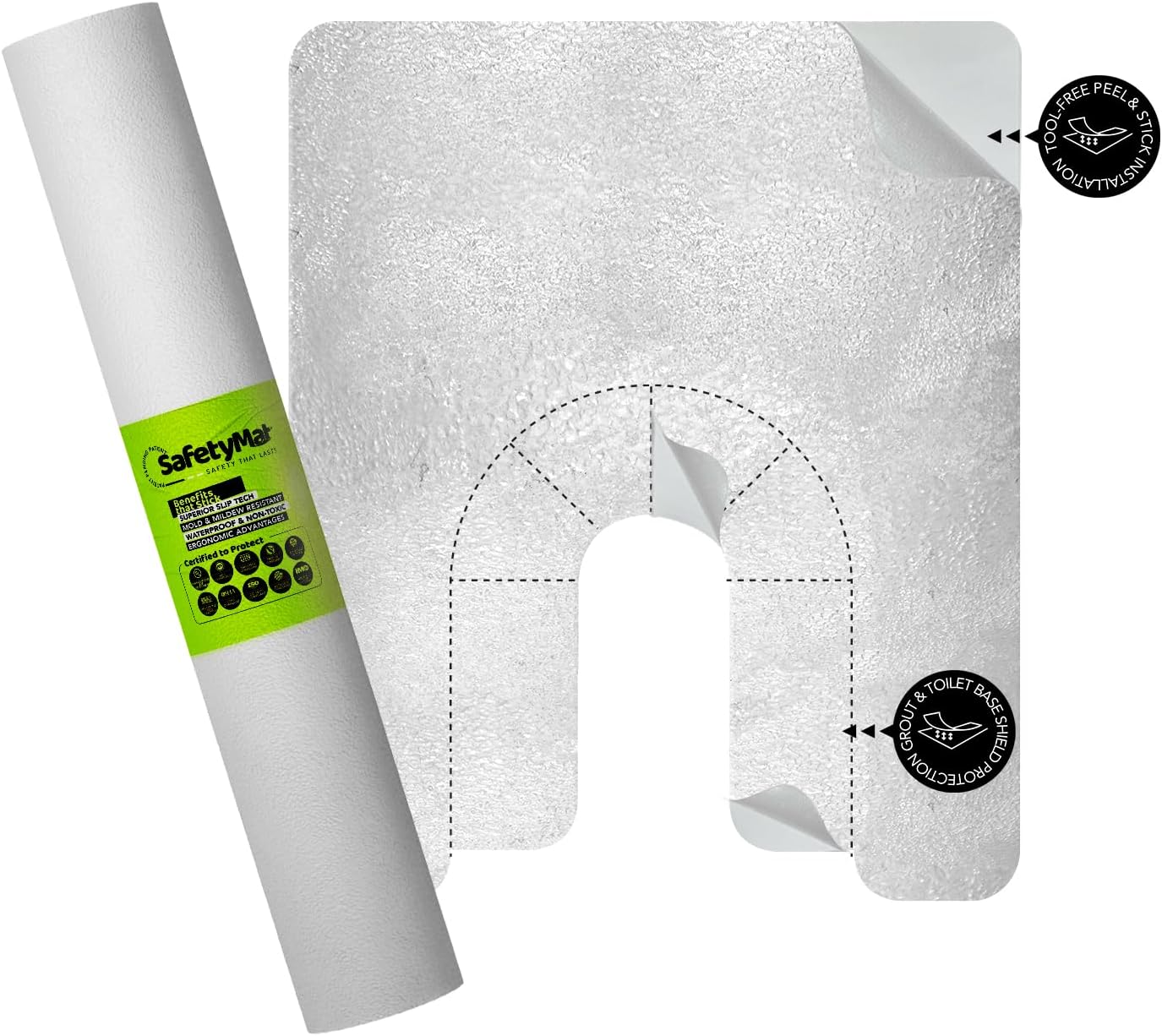 SafetyMat® Invisible Toilet Mat - Peel & Stick, Slip-Resistant & Easy to Clean Bathroom Accessory | Ideal for Renters & Kids | Affordable, Durable, Odorless & Perfect for Everyday Use