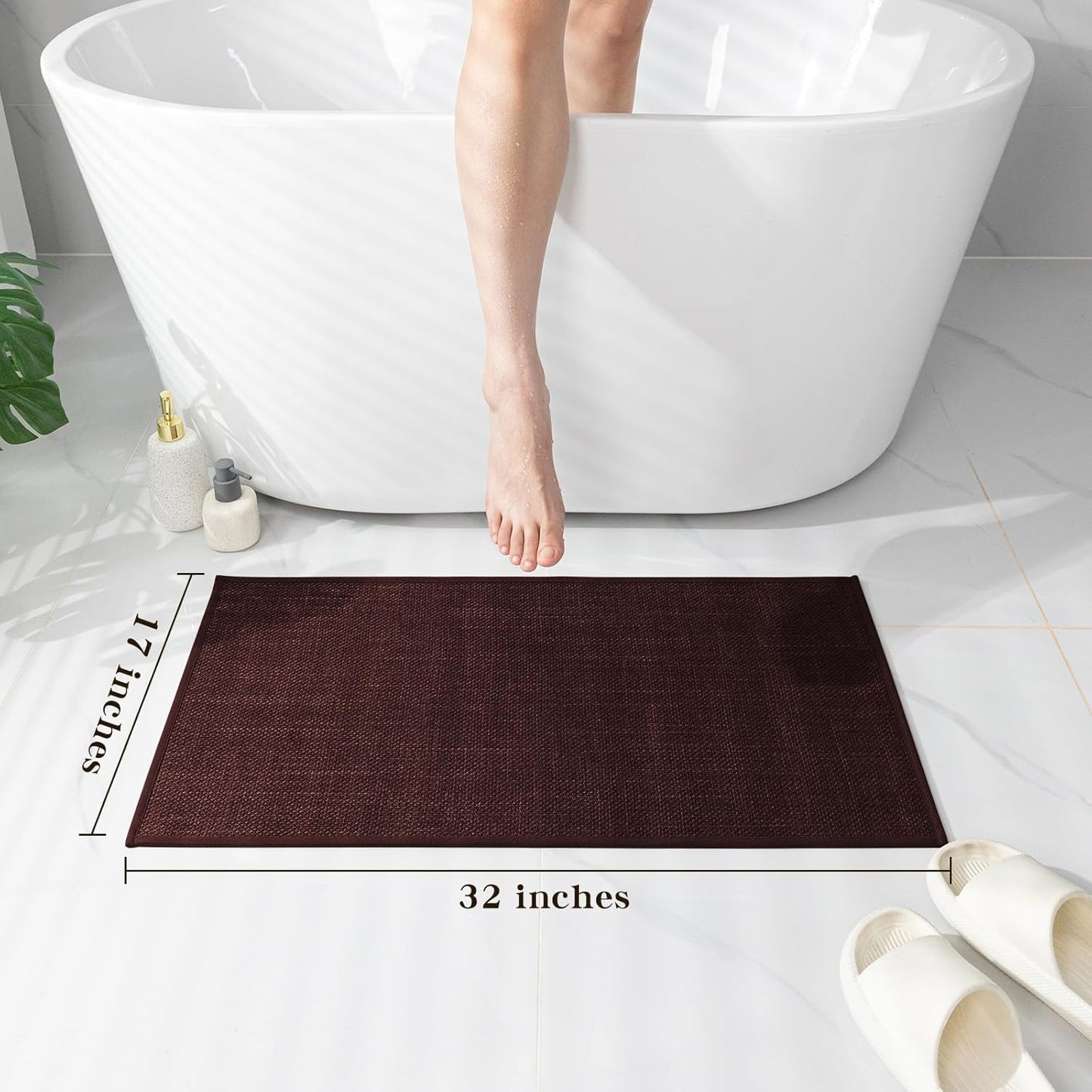 chakme Bathroom Rugs Mat 32x17, Ultra Thin Non Slip Bath Mat Quick Dry Absorbent Bath Mat for Bathroom Floor, (Dark Purple, 32"x17")