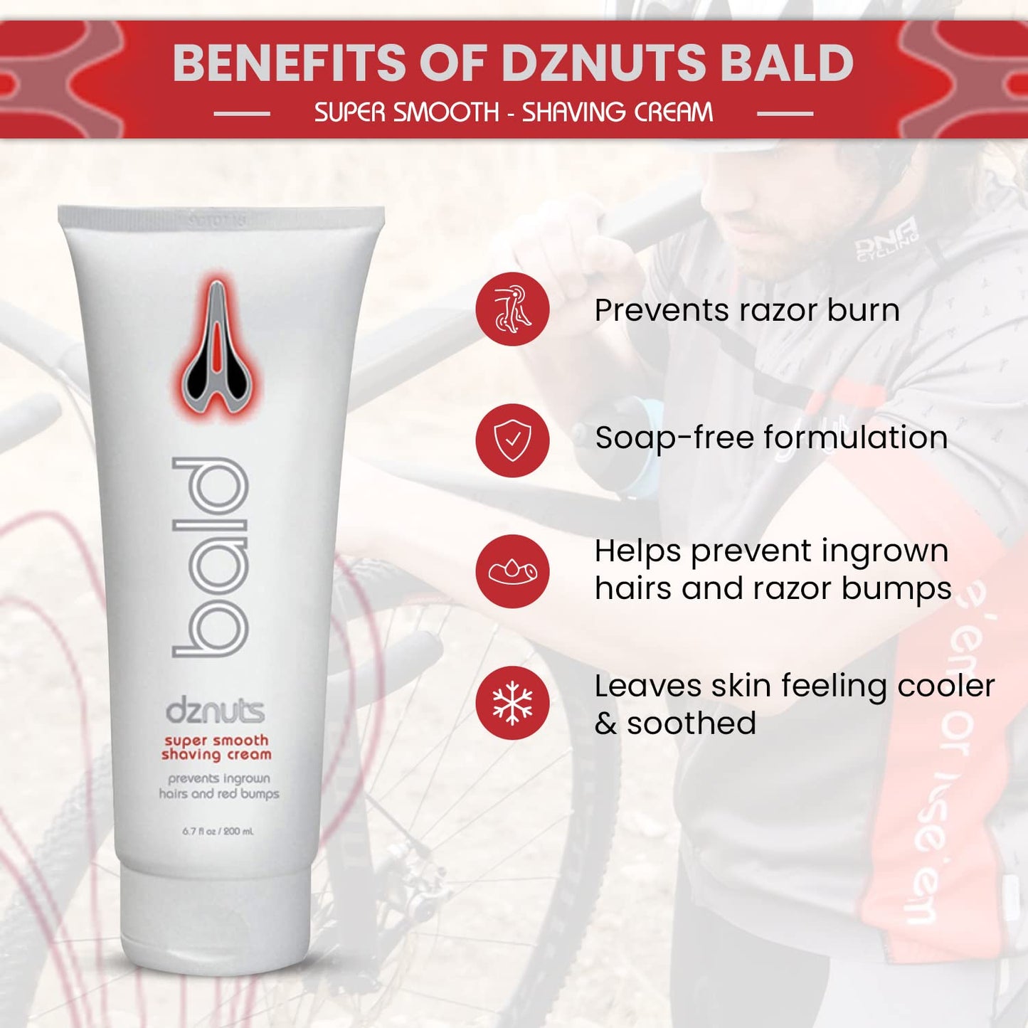 dznuts - Bald Super Smooth Shaving Cream - Prevents Razor Burns, Ingrown Hairs, Cooled and Moisturized Skin - 6.7 fl. oz, 3 Pack