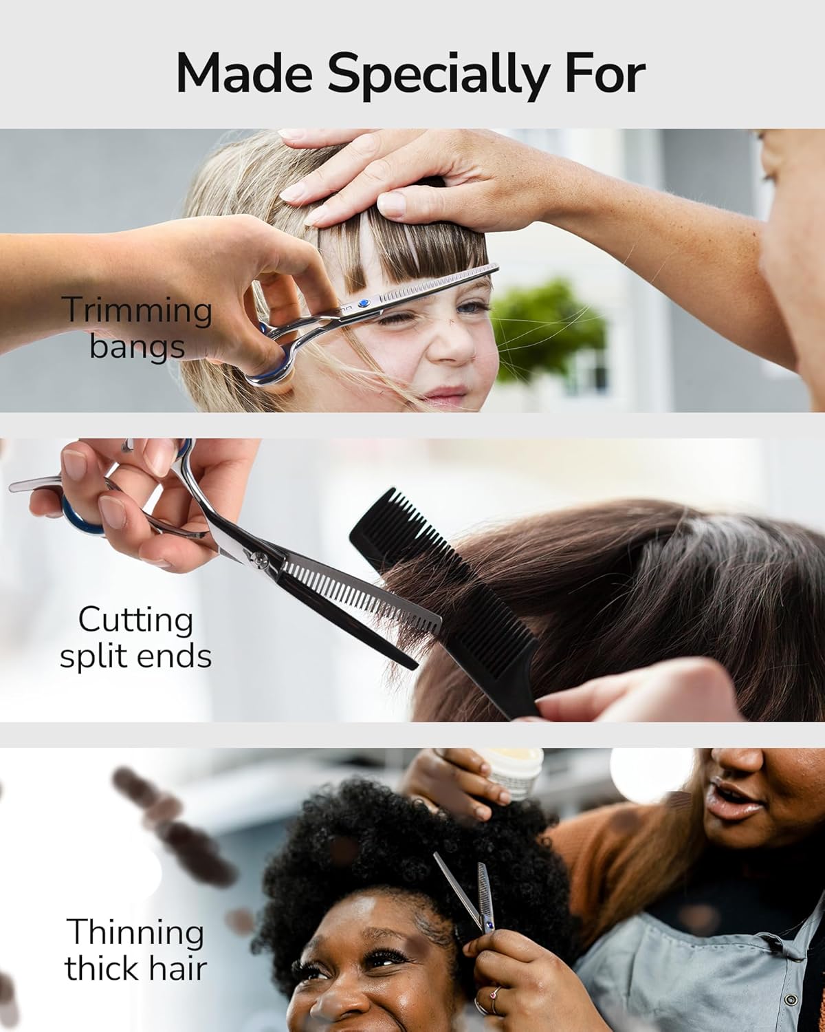 ULG Left-Handed Hair Thinning Scissors, Thinning Shear for Hair Cutting 6.5 inch Professional Barber Scissors Salon Texturizing Shears Made of Japanese Stainless Steel